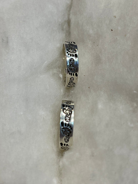 Foot print toe rings in 92.5 sterling silver pair