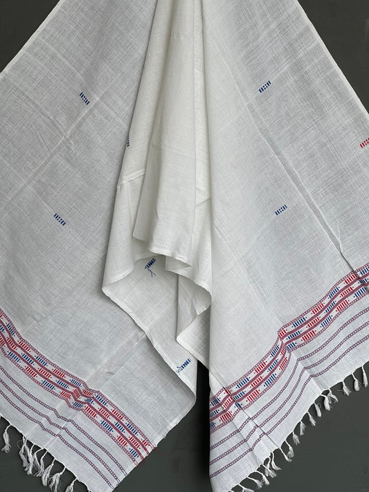 White handloom Assam cotton stole