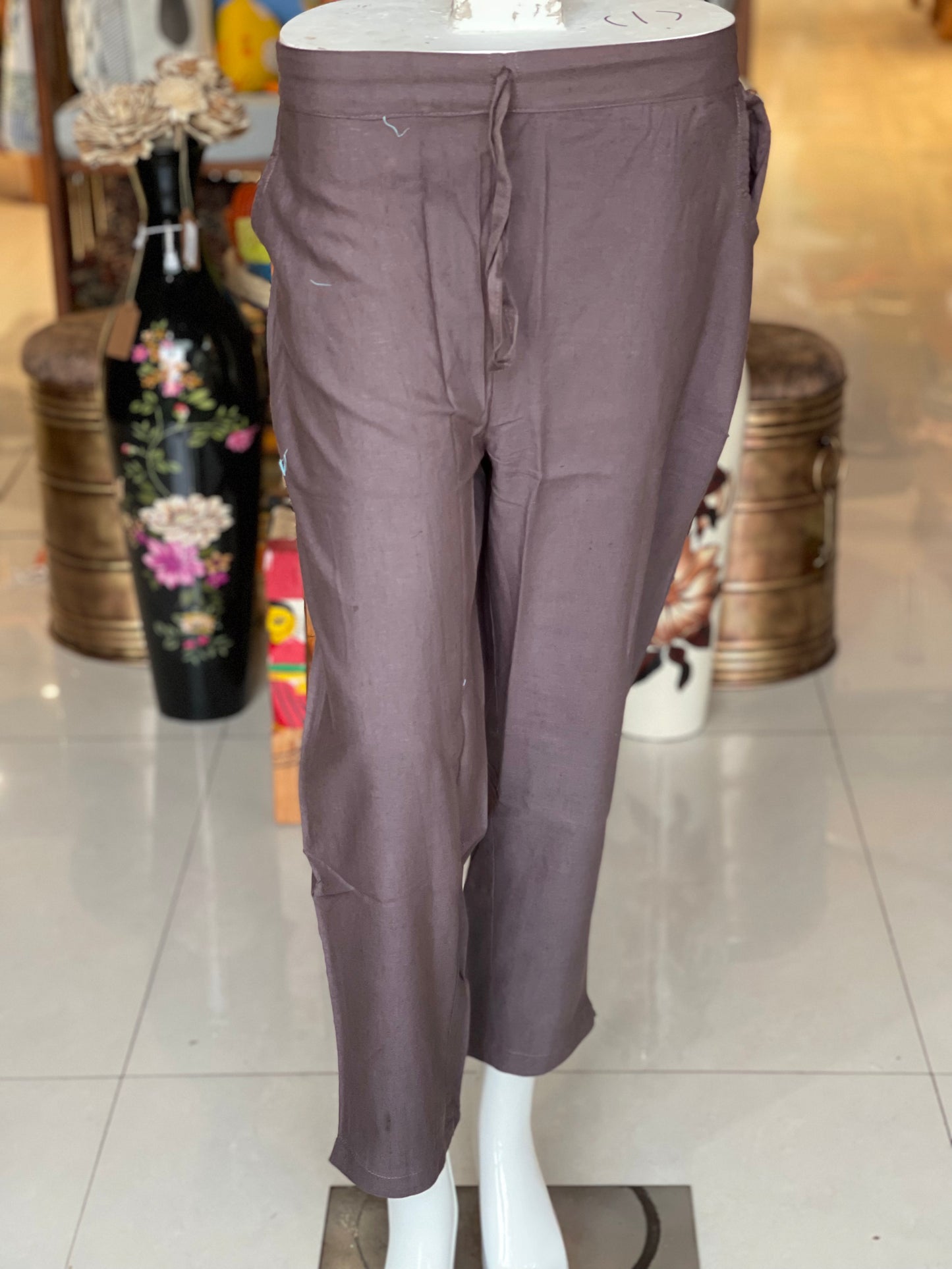 Cotton flex plain pants