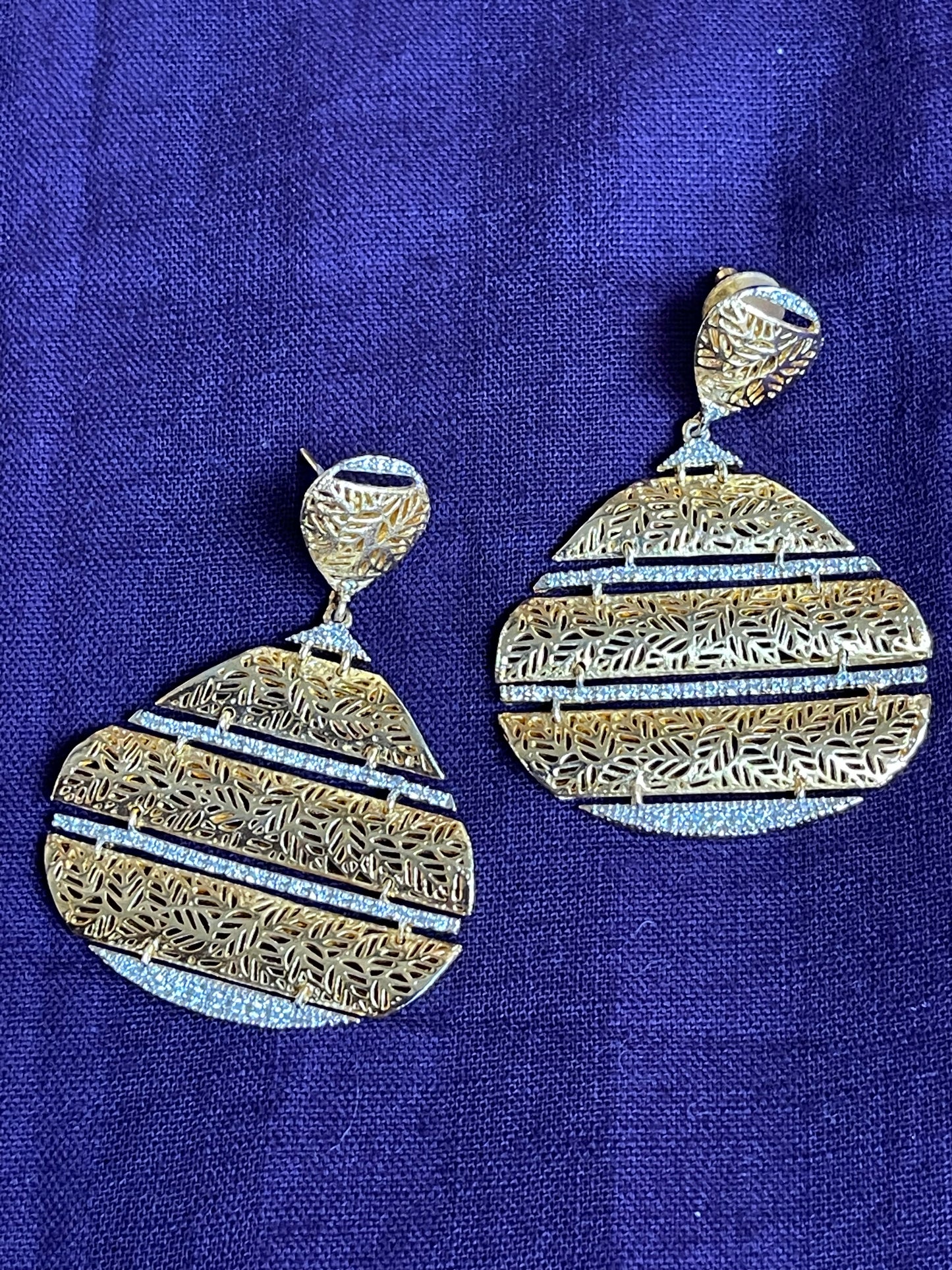 Gold micron plated chunky silver earrings with swarovskis