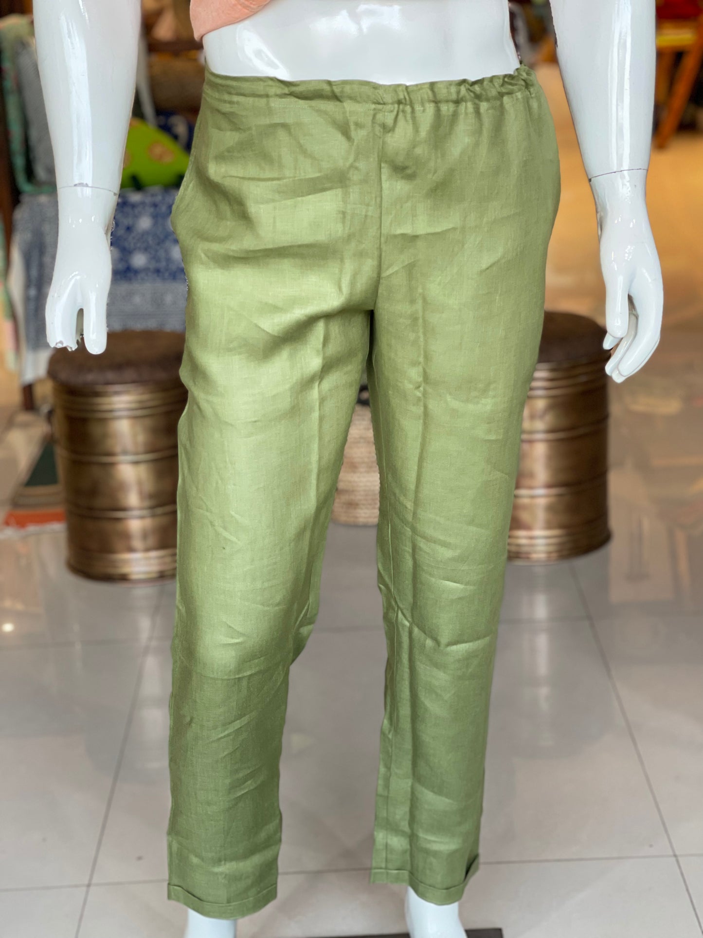 Olive green Men’s comfy natural hemp pants