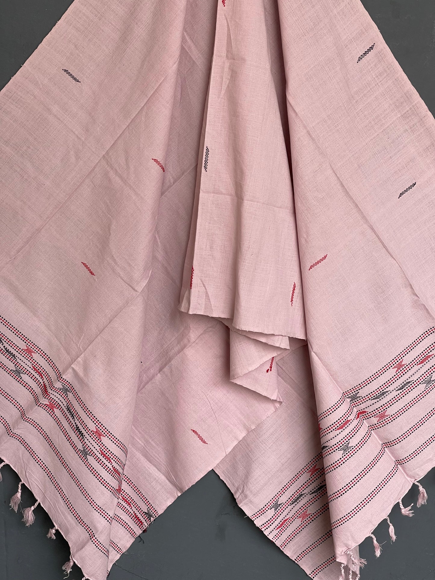 Pink handloom Assam cotton stole