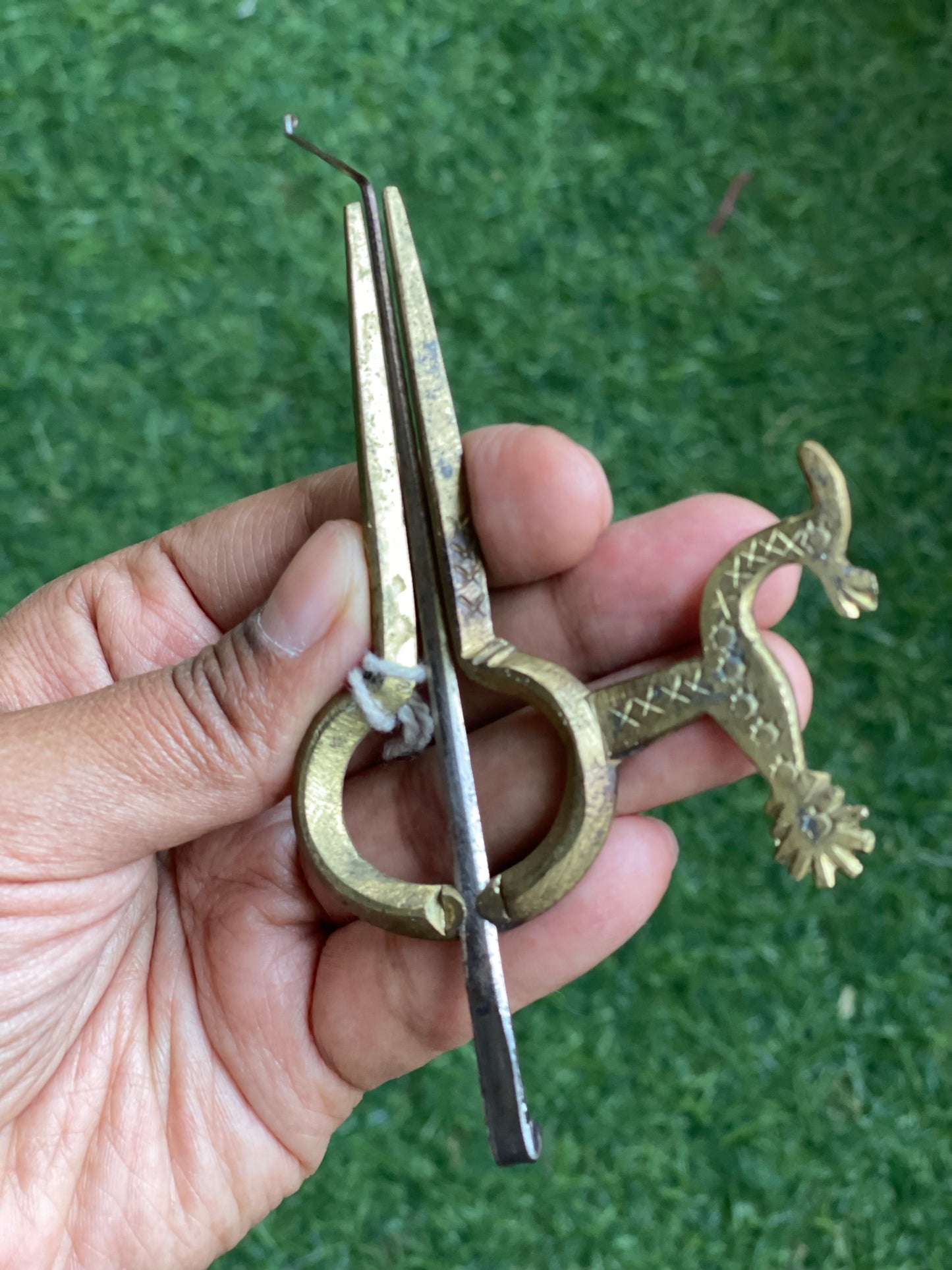 Brass handcrafted Morsing music instrument with peacock motif