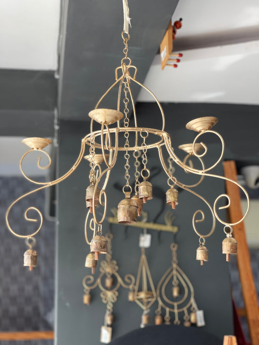 Hanging diya stand in copper bell craft
