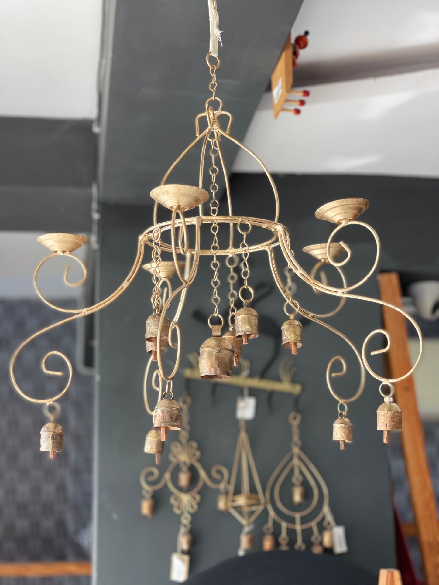 Hanging diya stand in copper bell craft