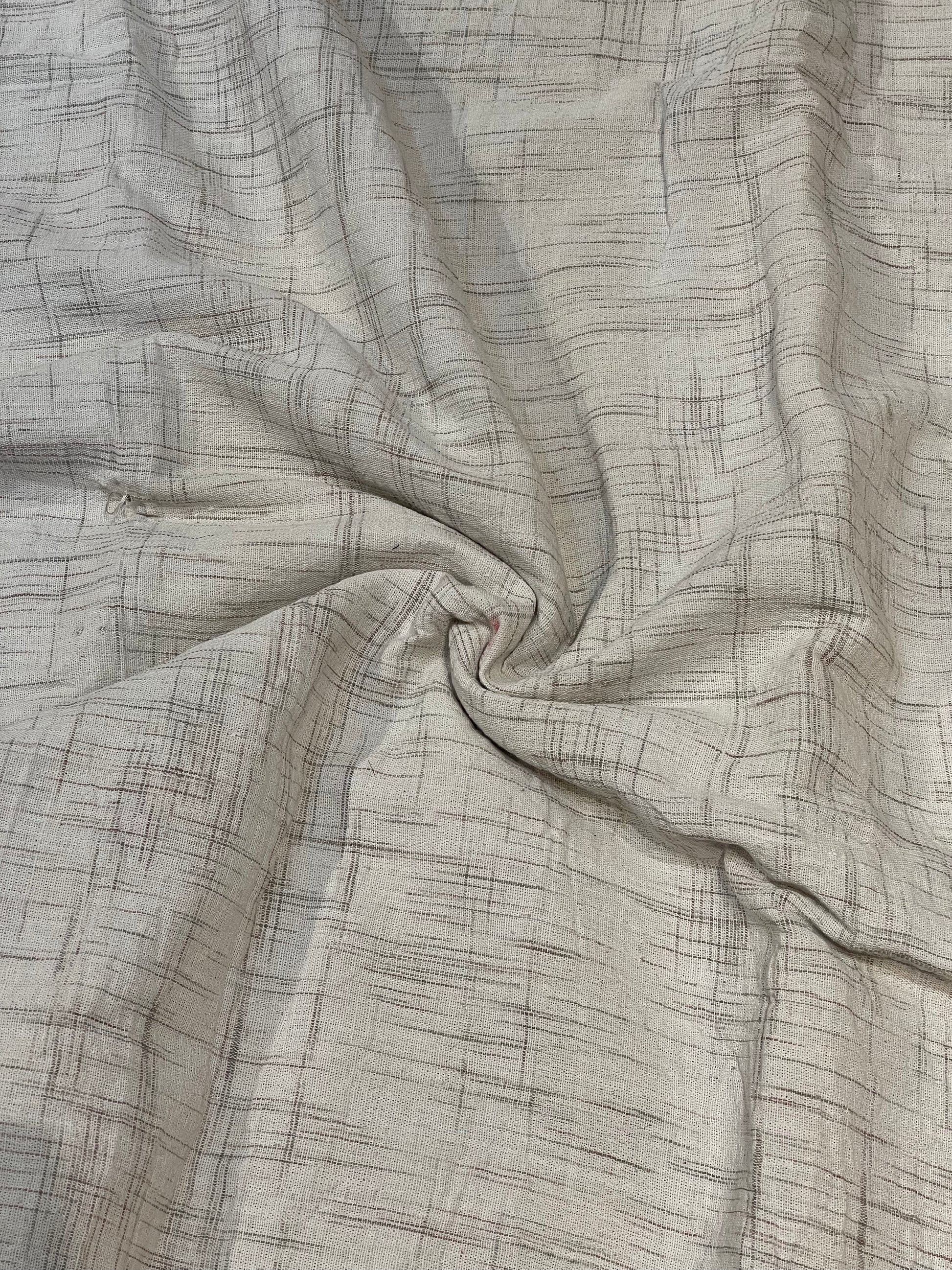 Off white hand spun hand woven cotton khaddar fabric – Handpicked
