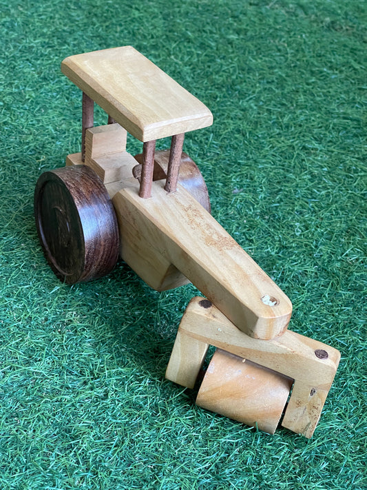 Wooden front wheel road roller miniature play toy
