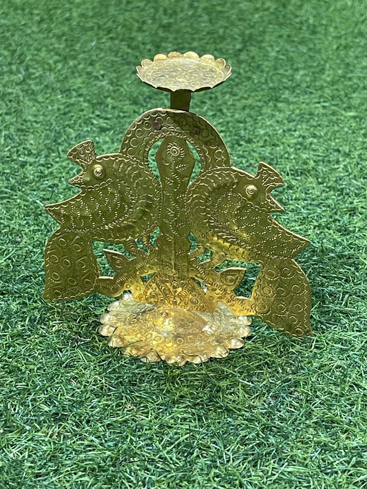 Brass handcrafted peacock tlight holder