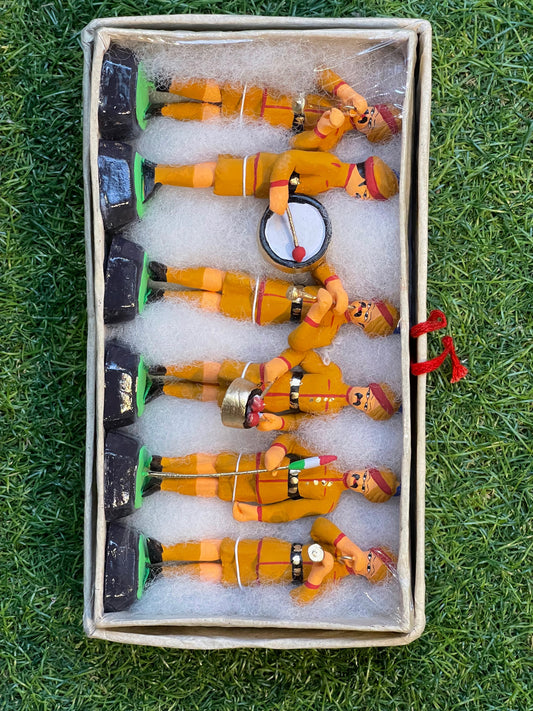 Khaki Miniature clay music band set of 6 figurines