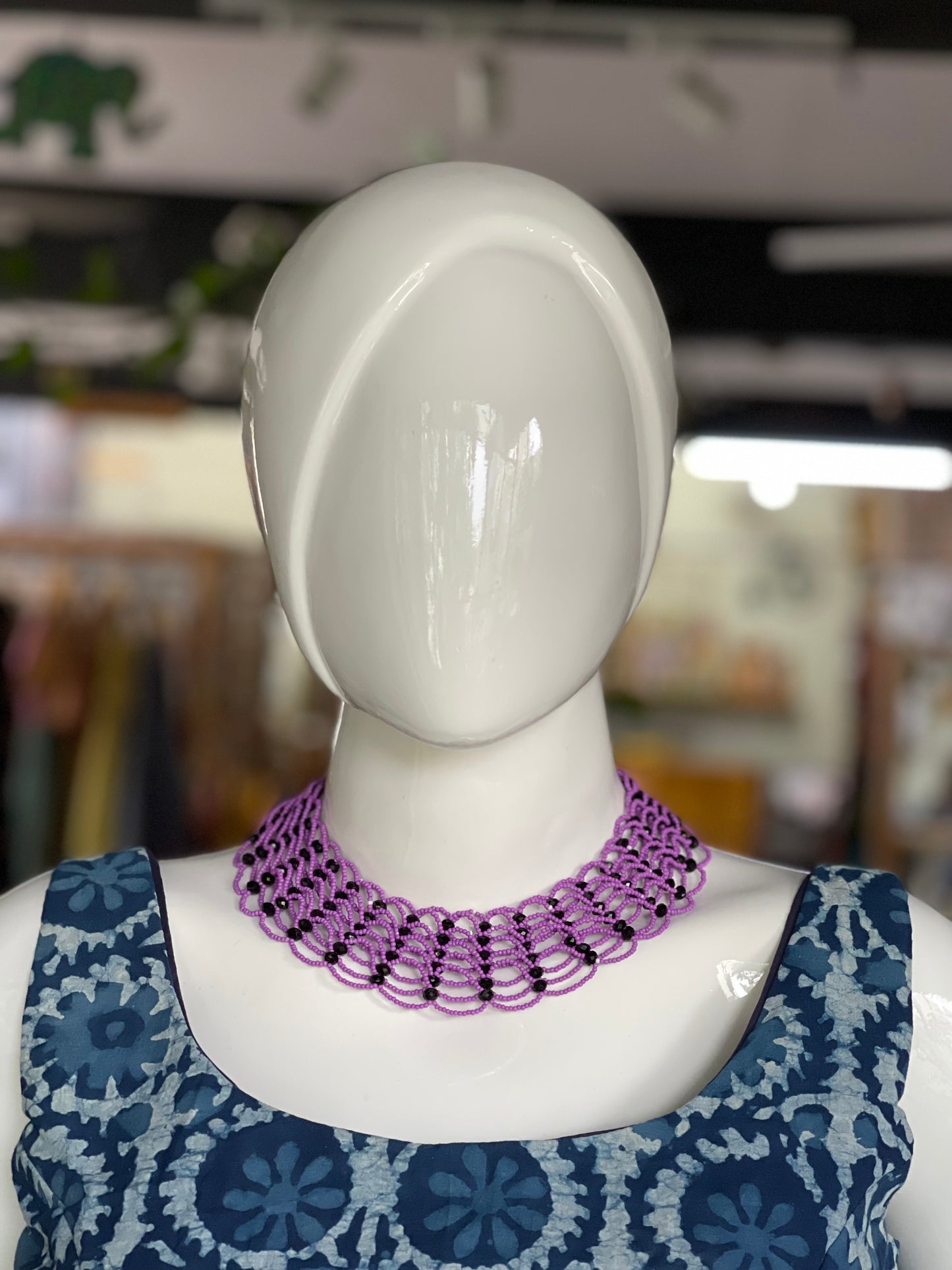 Purple small beads handmade choker neckpiece