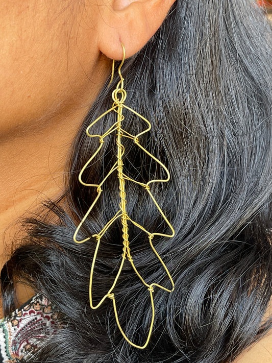 Big leaf Brass handcrafted earrings