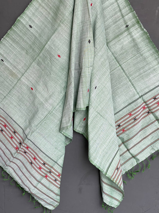 Pista green handloom Assam cotton stole