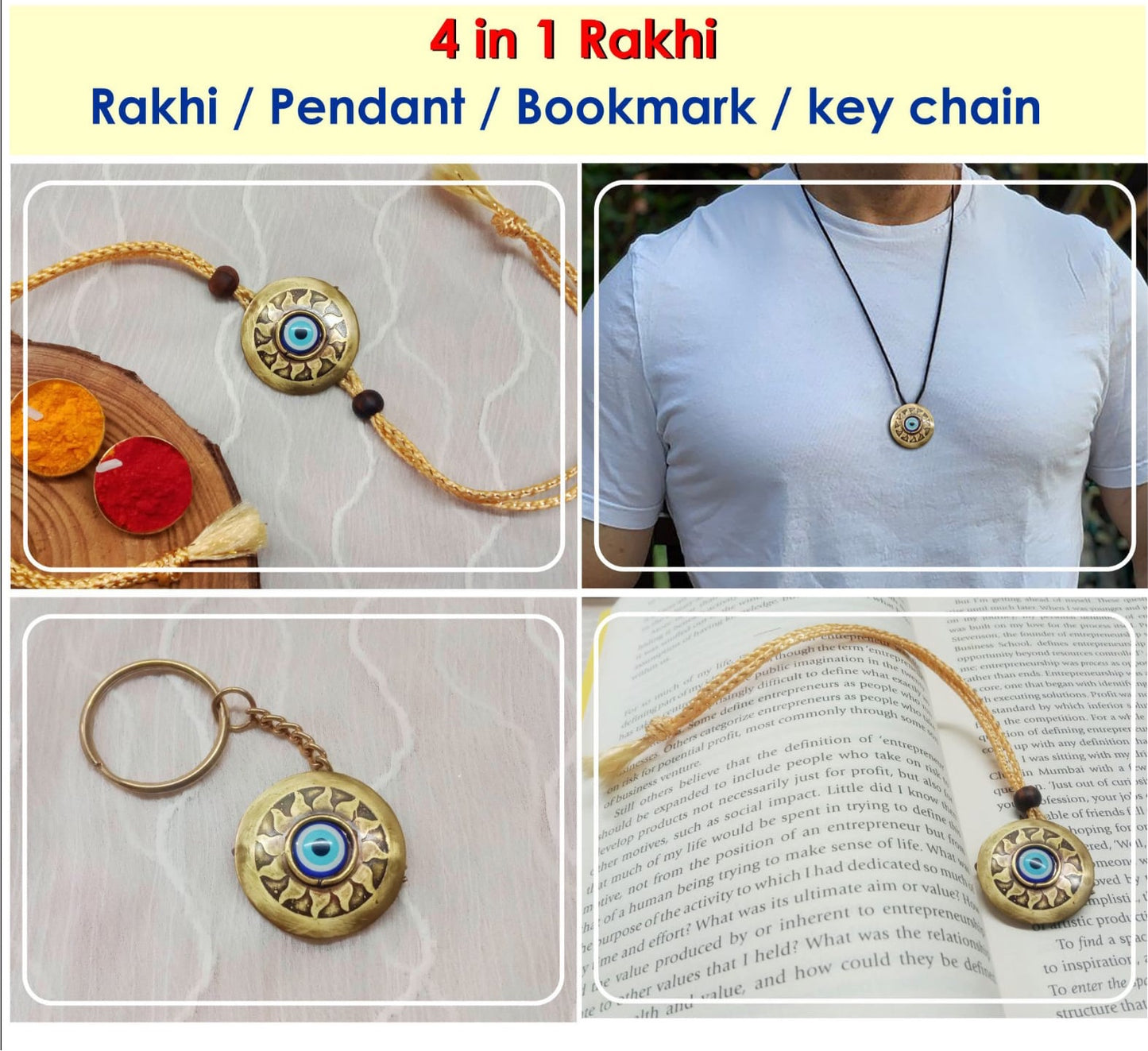 Evil eye 4 in 1 copper rakhi