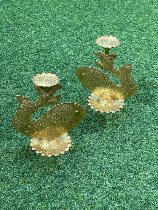 Brass handcrafted fish tlight holder