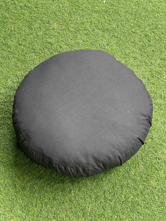 Round cushion with natural silk cotton filling and washable outer cover