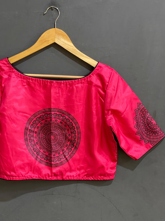 Hot pink blouse with mandala print