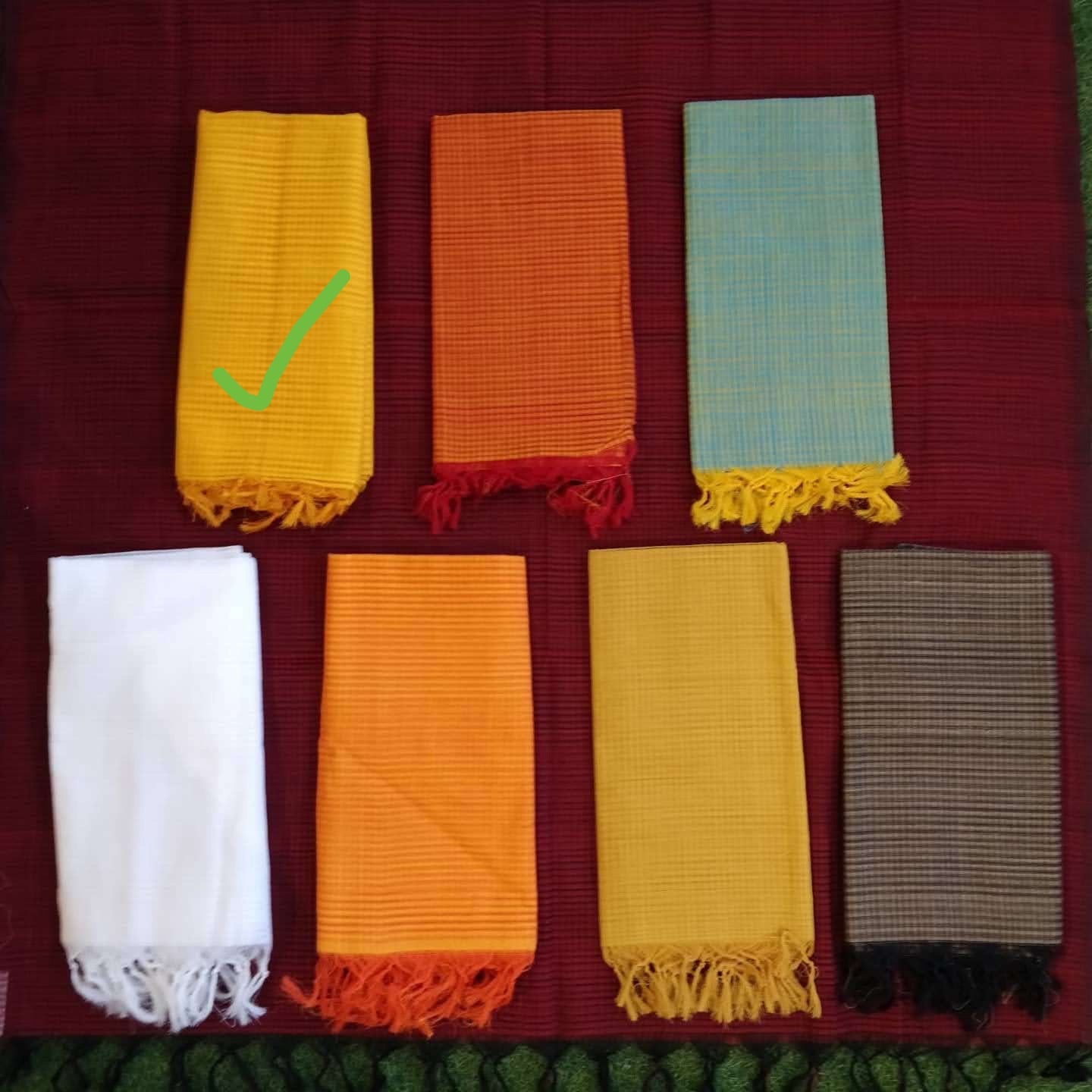 Yellow mangalagiri cotton handloom dupatta