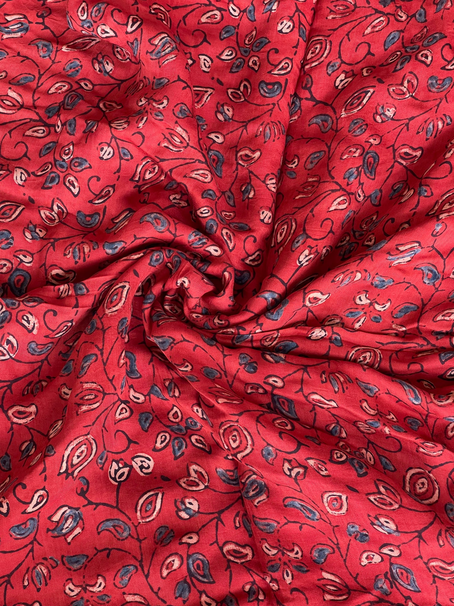 Maroon hand block printed modal fabric