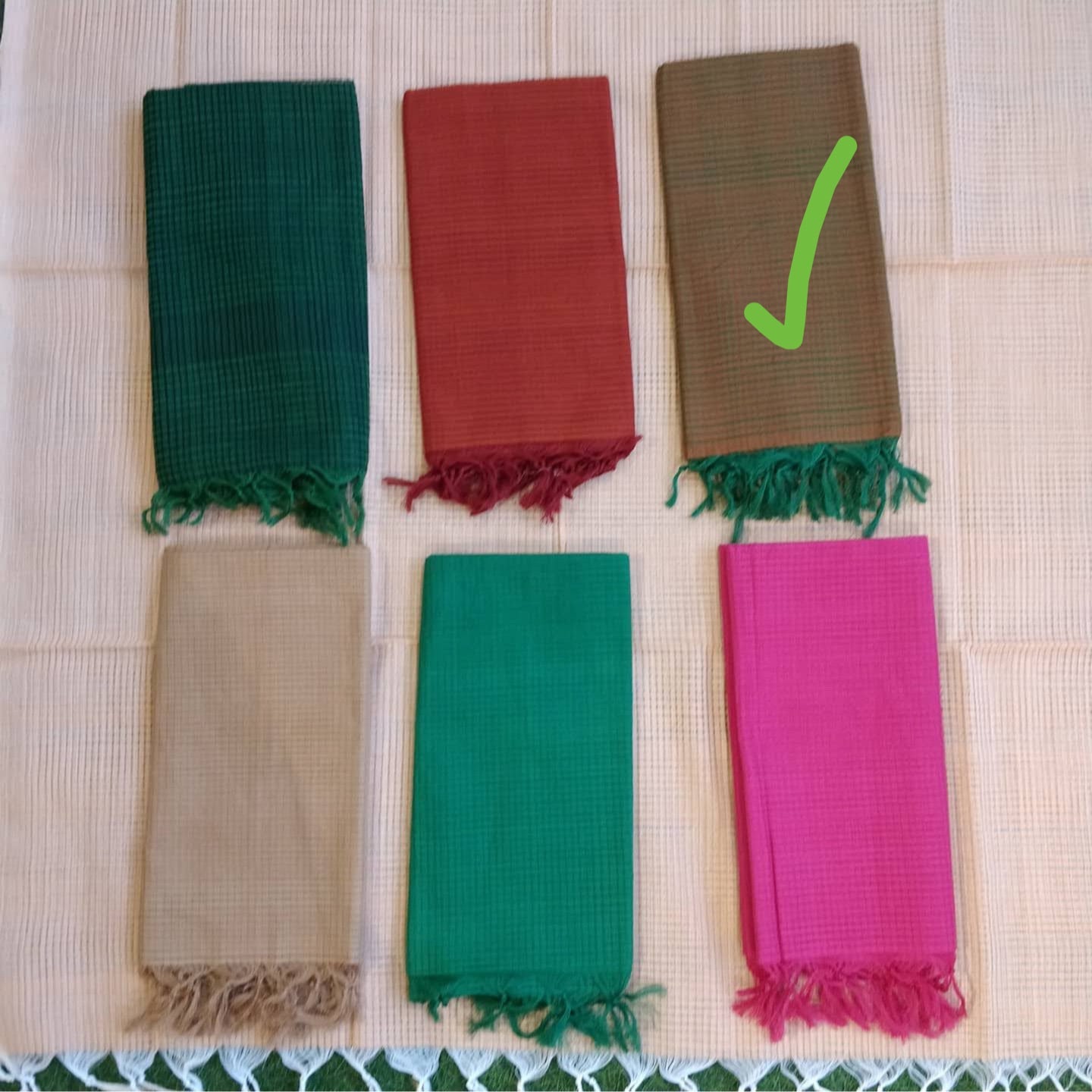 Green and brown mangalagiri cotton handloom dupatta