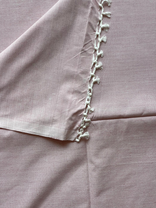 Light onion Pink Staple cotton hand woven single blanket - plain