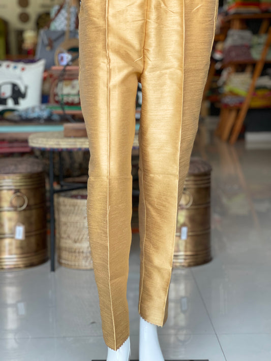 Beige Silk pants with cotton lining and gota border