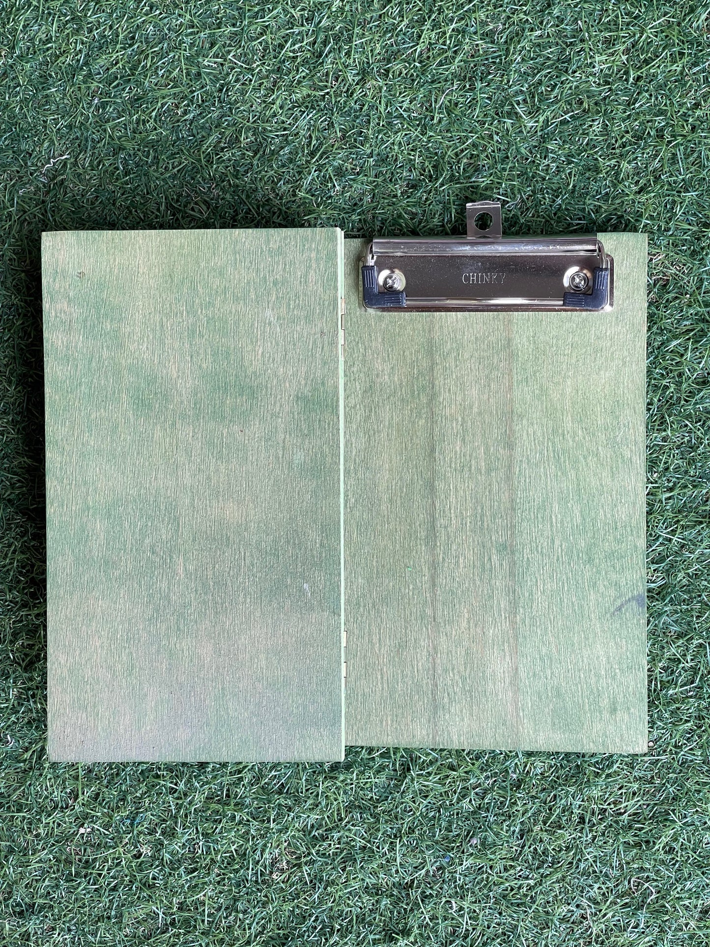 Green book style hangable paper clip wooden folder