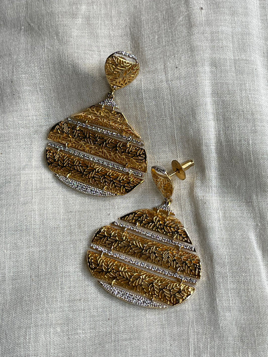 Gold micron plated chunky silver earrings with swarovskis