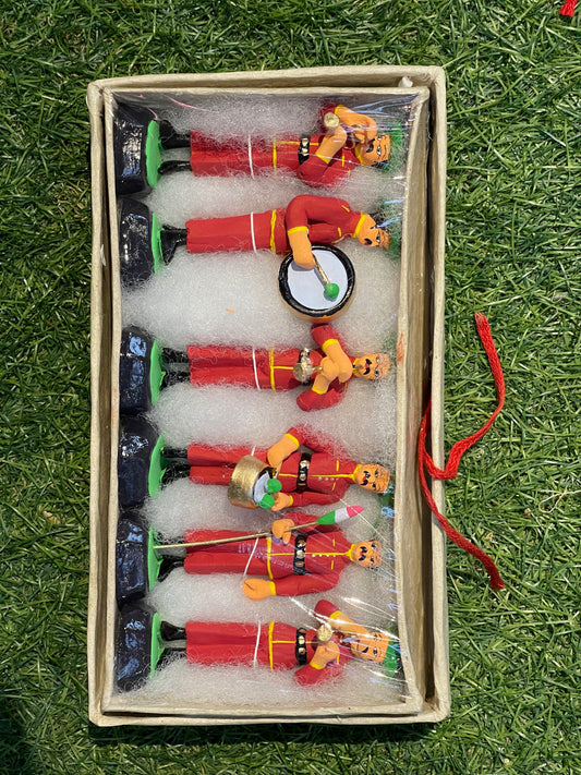Brick red Miniature clay music band set of 6 figurines