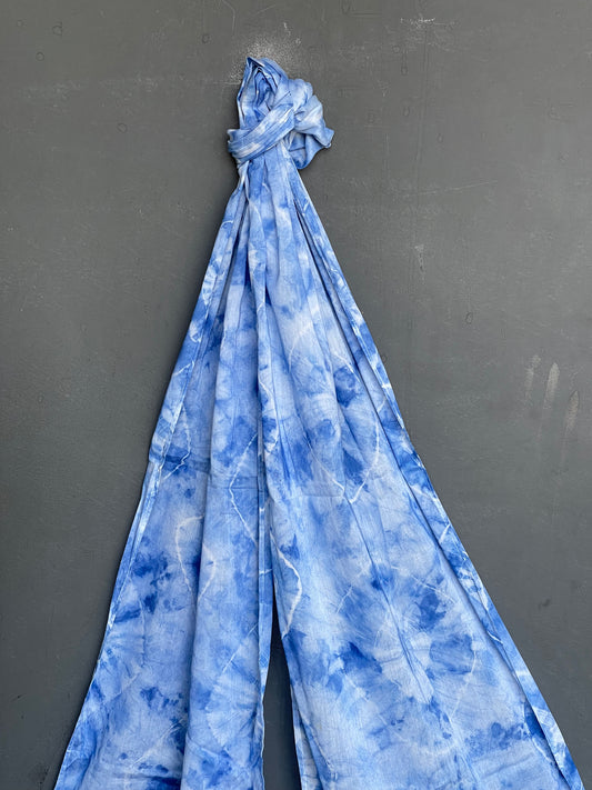 Serene blue hand tie dye soft cotton stole