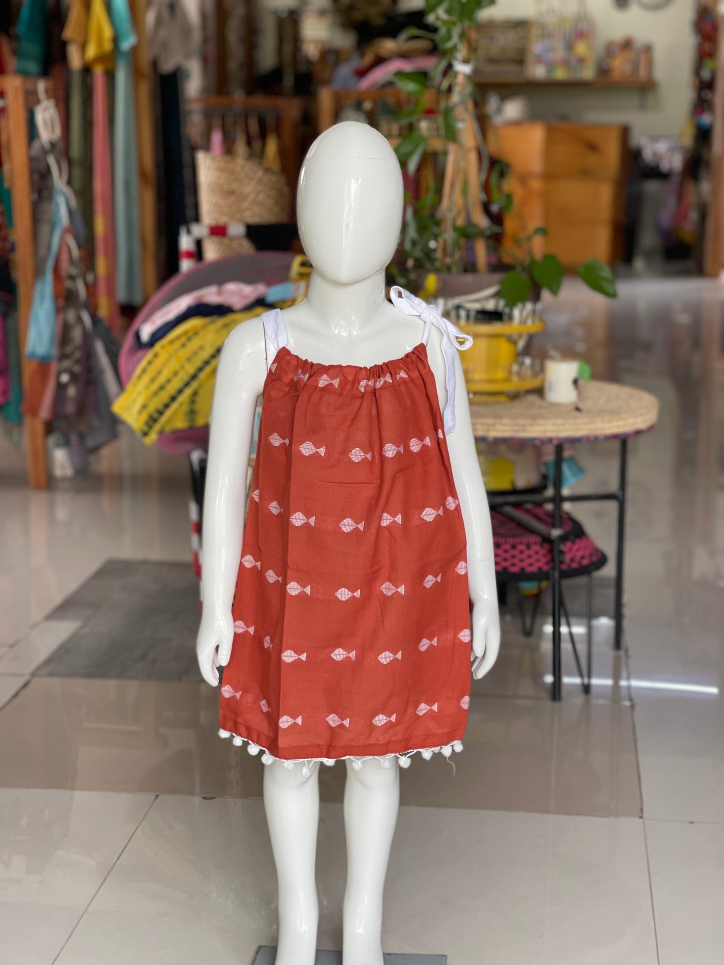 Rust cotton frock for girls