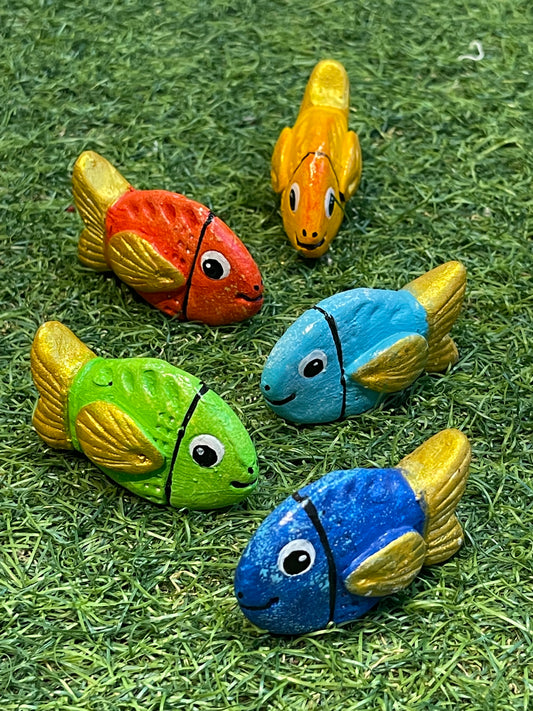 Miniature clay hand painted slim fish